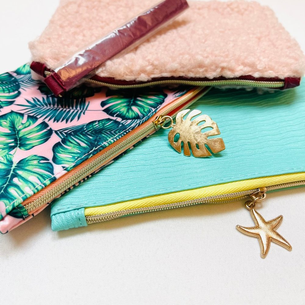 3 Tropical Beach Vibes Travel Cosmetic Bag Bundle